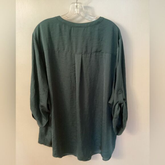 TORRID SIZE 5 HARPER SATIN PULLOVER 3/4 SLEEVE BLOUSE GREEN - Picture 8 of 10